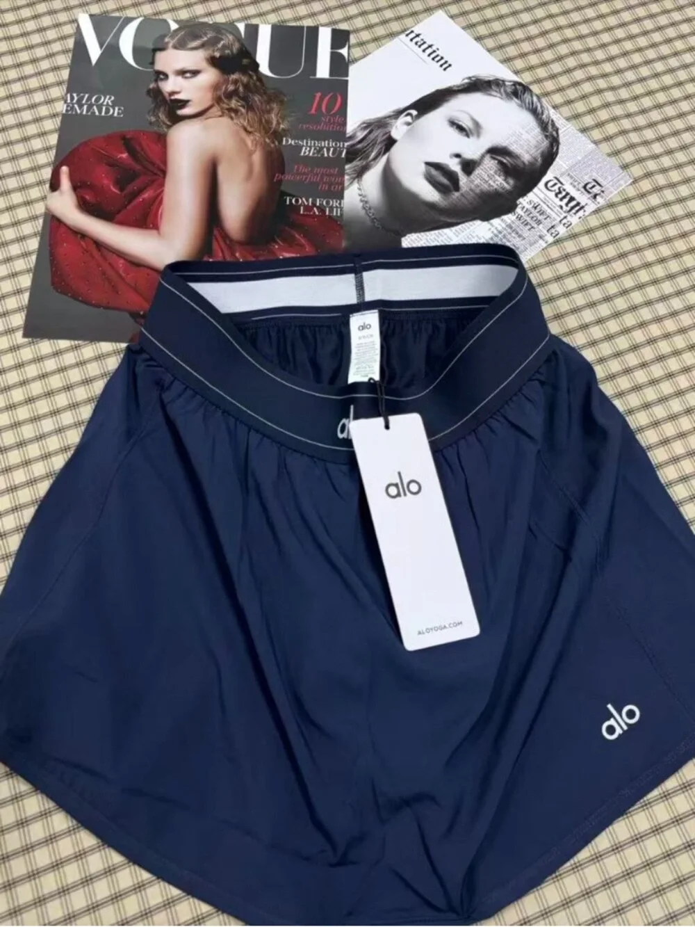 ALO Yoga Navy Athletic Skirt with Logo Waistband